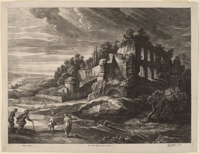 Landschaft mit großen römischen Ruinen von Schelte Adams Bolswert after Sir Peter Paul Rubens