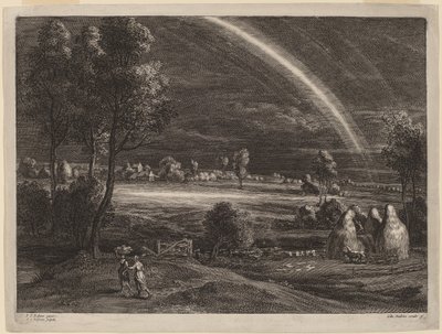 Landschaft mit einem großen Regenbogen von Schelte Adams Bolswert after Sir Peter Paul Rubens