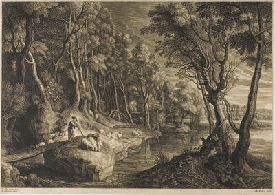 Wald durchquert von einem Bach, aus Die kleinen Landschaften von Schelte Adamsz. Bolswert