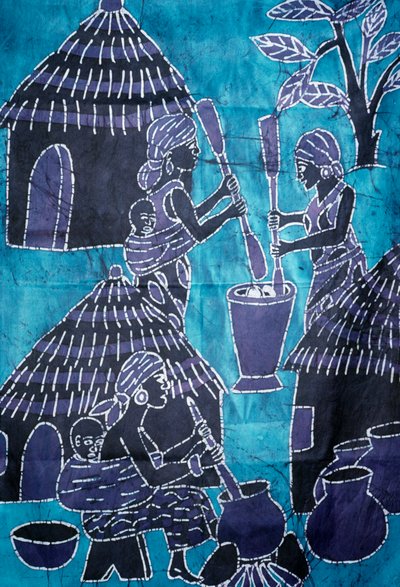 Stoff hergestellt mit Batik-Technik, Togo Handwerk von School African