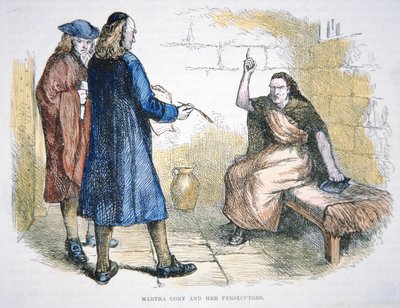 Martha Corey wird während der Hexenprozesse von Salem 1692 der Hexerei beschuldigt von School American