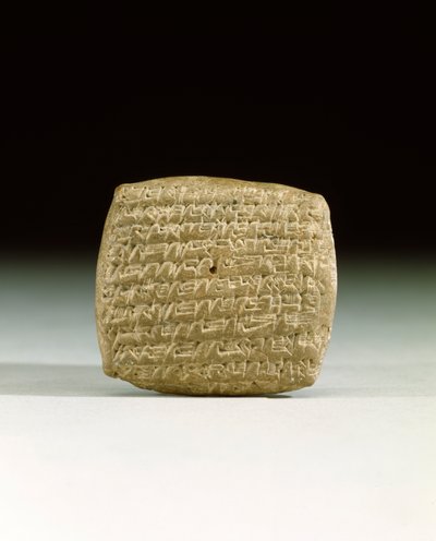 Eine alte assyrische Keilschrifttafel, aus der Händlerkolonie in Kanesh in Kappadokien, Forderung nach überfälligen Zahlungen, ca. 1900-1800 v. Chr. von School Assyrian