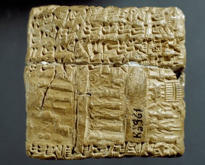 Assyrische Zivilisation: gravierte Schachtel mit Keilschriftzeichen über die Produktion von zwei Silberminen. Istanbul, Archäologisches Museum von School Assyrian