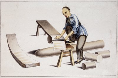 Wie man die Substanz von chinesischem Papier schneidet (nach einer chinesischen Zeichnung) - Anfang 19. Jahrhundert von School Chinese