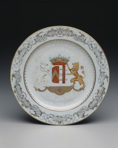 Teller mit Wappen, ca. 1740 von School Chinese