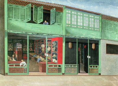 Polly der Schneiderladen China St. neu – Neben dem spanischen Hong . . . Lamqua der Malerladen, um 1830 von School Chinese