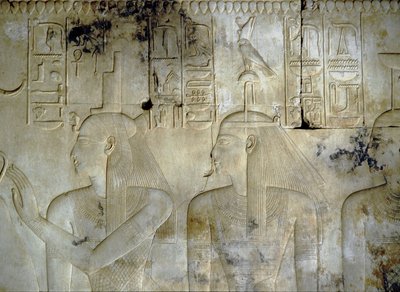 ABYDOS: Tempel von Seti I, die Göttinnen begleiten den Pharao von School Egyptian
