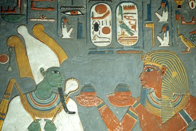 Altes Ägypten, Malerei, Horemheb bietet Osiris Salben an, Horemheb-Grab, Theben von School Egyptian