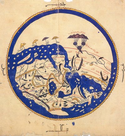 Kopie der Weltkarte von Muhammad al-Idrisi, ca. 1130 von School Egyptian
