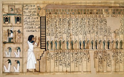 Ägyptische Antiquitäten: Fragment des Totenbuchs, Papyrus von Nebqed. (Detail) von School Egyptian