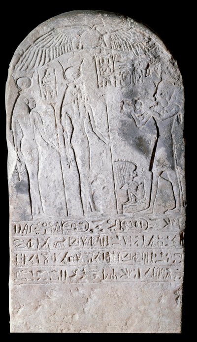 Stele aus Kalkstein, die eine Szene von Opfergaben darstellt, bedeckt mit Hieroglyphen. Regie von Osorkon I (924-889 v. Chr.). 22. Dynastie Paris, Louvre Museum von School Egyptian