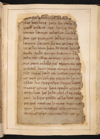 Eine Seite von Beowulf aus Folios, manchmal als 