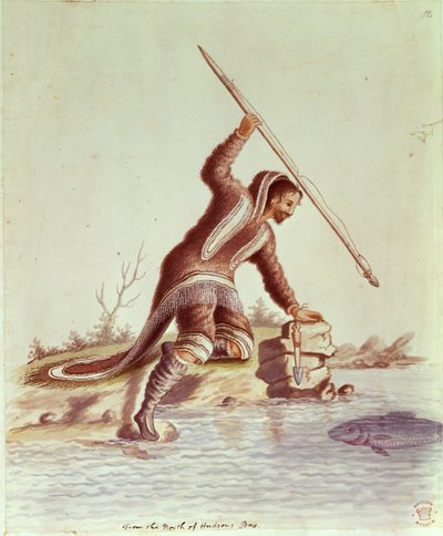 Inuit beim Fische stechen von School English