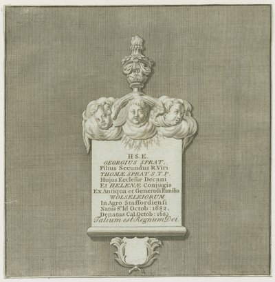 Colwich - Wanddenkmal für George Sprat: Gravur von School English