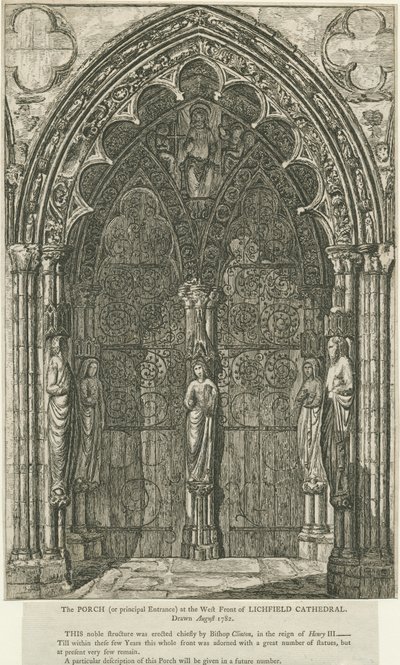 Lichfield Cathedral - Westportal: Radierung von School English