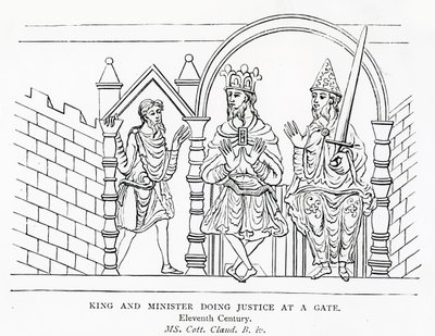 MS Cott. Claud B IV König und Minister, die am Tor Gerechtigkeit üben von School English