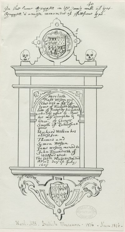Rugeley Church (Alt) - Denkmal für Rafe Weston von School English