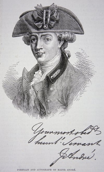 Das Porträt und Autogramm von Major John Andre von School English