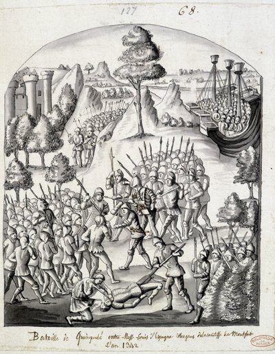 Schlacht von Quimperlé zwischen Messire Louis von Spanien und den Leuten der Gräfin von Montfort von School French