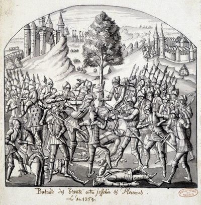 Schlacht von Trento zwischen Josselin und Ploermal, im Jahr 1351 von School French