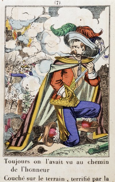 Kapitän Fracasse - Bild von Epinal „Immer sahen wir ihn auf dem Weg der Ehre...“ Roman von Théophile Gautier (1811-1872) von School French