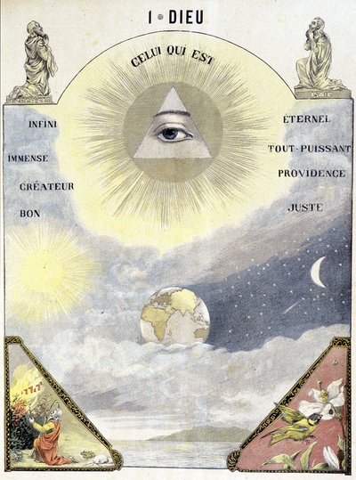 Definition von Gott als „Er, der ist (unendlich, ewig, immens, Schöpfer, gut, allmächtig, Vorsehung und gerecht)“ von School French