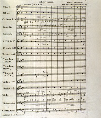 Erste Seite der Partitur von "Paulus", op. 36 von Felix Mendelssohn von School German