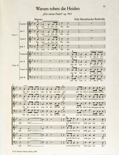 „Warum toben die Heiden“ zweiter Psalm, op.38, von Felix Mendelssohn (Litho) von School German