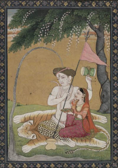 Shiva und Parvati auf Tigerfell von School Guler