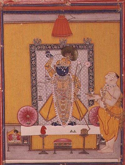 Bild von Krishna mit Verehrer von School Indian
