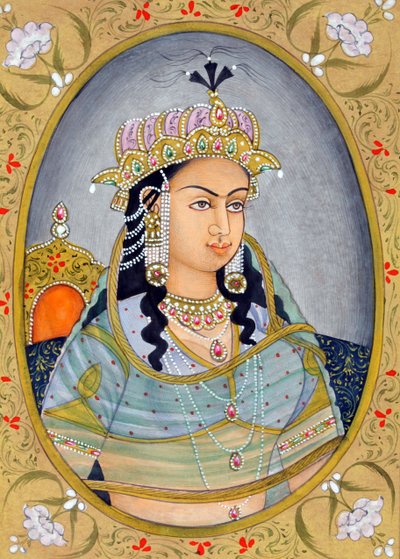 Miniaturmalerei von Mogul-Königin Mehrunissa, Indien, Asien von School Indian