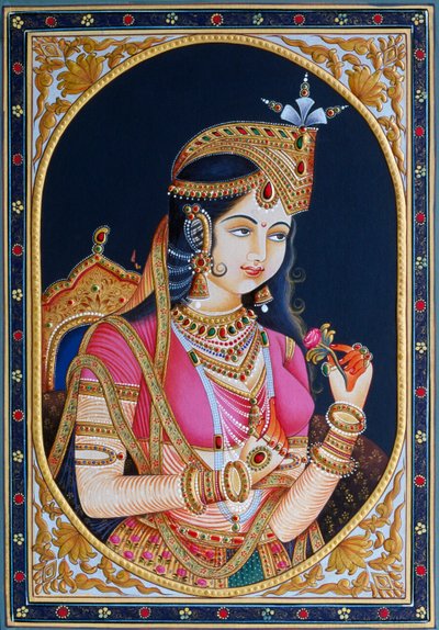 Porträt von Mumtaz Mahal auf Papier von School Indian