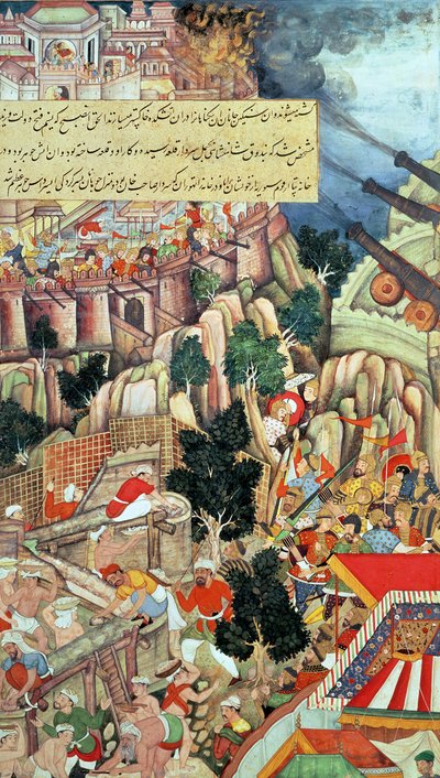 Szene aus den Bergbauarbeiten bei der Belagerung von Chittorgarh, aus dem 