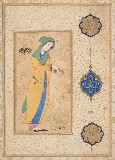Houri im Garten stehend von School Iranian