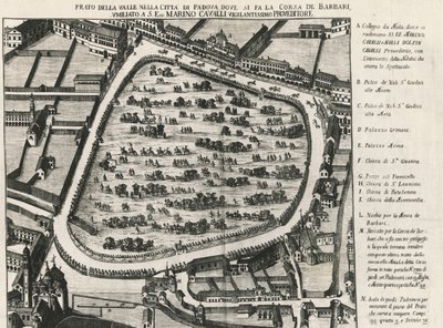 Alter Grundriss von Prato della Valle, größter Platz in Padua, Italien von School Italian