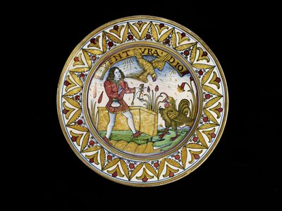 Schale mit einer Szene aus Äsops Fabeln, wahrscheinlich Deruta, ca. 1490-1510 von School Italian