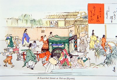 Eine belebte Straße in Hei-an (Kyoto) von School Japanese