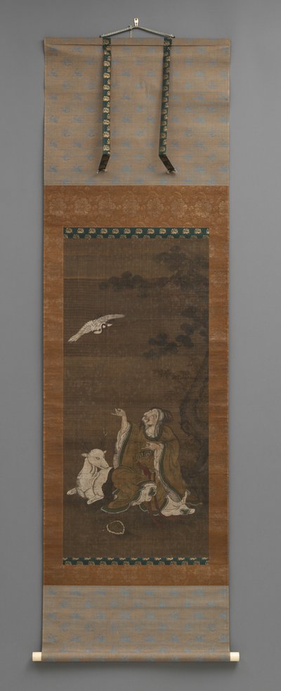 Mann mit Hirsch, fliegender Kranich von Japanese School