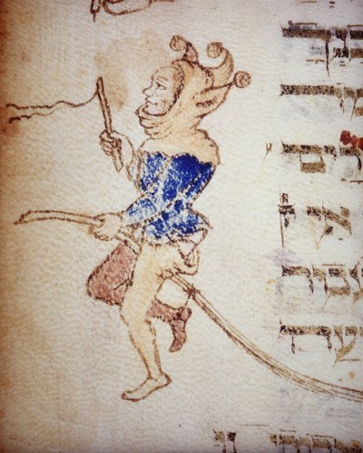 Ein Hofnarr. Jüdisches Manuskript aus dem 13. Jahrhundert. Biblioteca Palatina, Parma von School Jewish