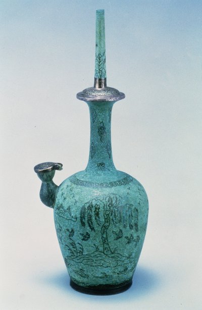 Kundika mit Design von Vögeln und einem Baum in Silber eingelegt, Koryo-Dynastie, 918-1392 n. Chr. von School Korean