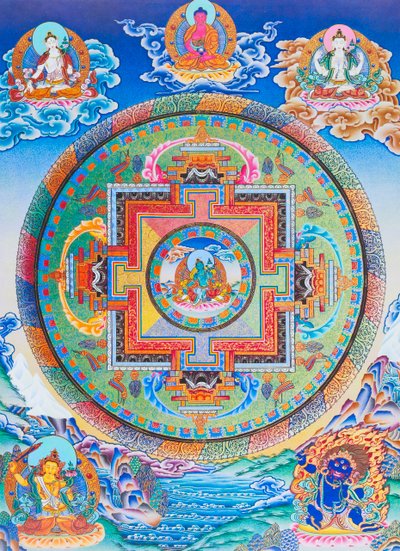 Grünes Tara-Mandala, das den mütterlichen Beschützer vor allen Gefahren im Ozean der Existenz darstellt von School Nepalese