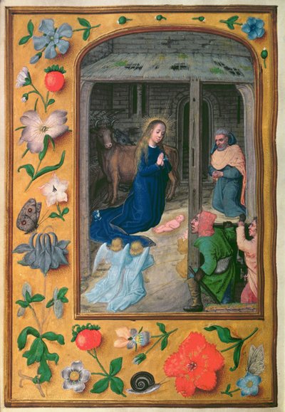 Geburt Christi, aus einem Stundenbuch, Brügge, ca. 1510-20 von School Netherlandish