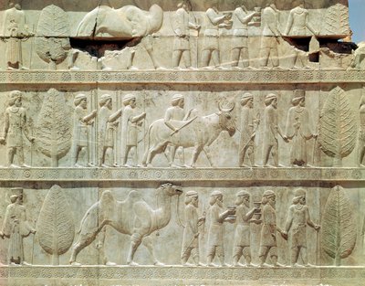 Detail des Relief-Frieses auf der Osttreppe zur Apadana (Audienzhalle), Achaimenidenzeit, ca. 515 v. Chr. von School Persian