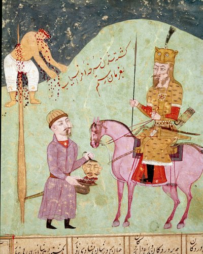 Islamische Kunst: Ein aufgespießter und enthaupteter Feind von School Persian
