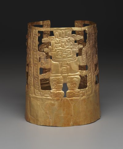 Krone mit Gottheitsfiguren, ca. 1000 bis 200 v. Chr. (Gold) von School Peruvian