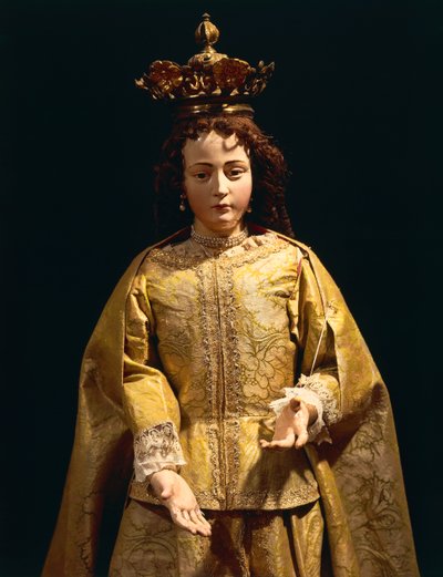Reich gekleidete Statue der Unbefleckten Empfängnis, verwendet in Prozessionen (Holz) von School Peruvian