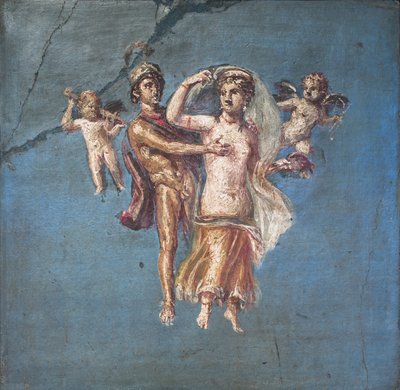 Mars und Venus auf blauem Hintergrund, Herculaneum von School Roman