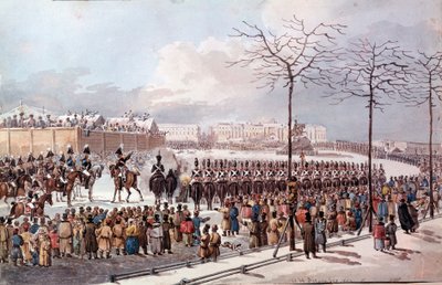 Revolte der Dekabristen 1825 in Erwartung von Nikolaus I. zur Erlangung einer neuen Verfassung von School Russian