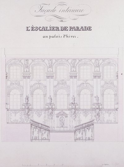 Innere Fassade der Parade-Treppe im Winterpalast; Fassade intérieure de l