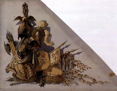 Neoklassizistische Trophäen der Waffen: Europa, ca. 1825 von School Russian